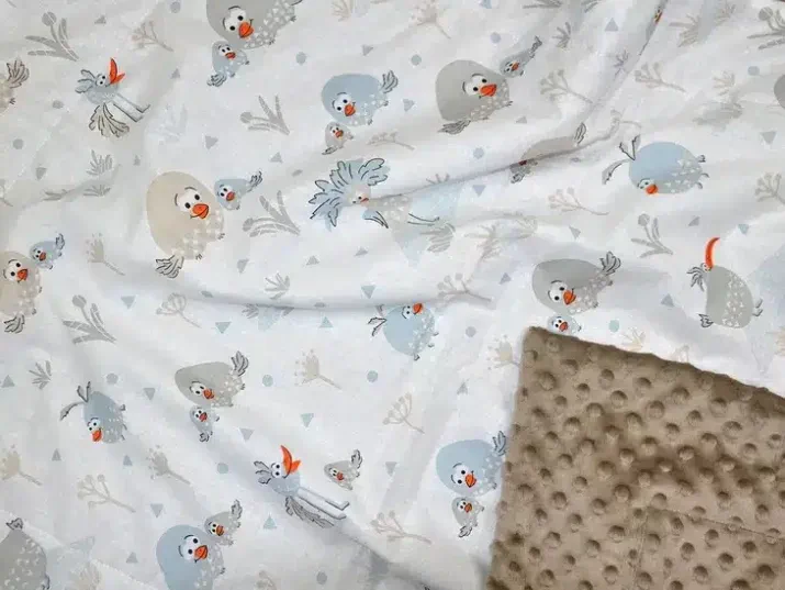 Kocyk  MINKY bawełna beż ptaszki Dodo - obrazek 2