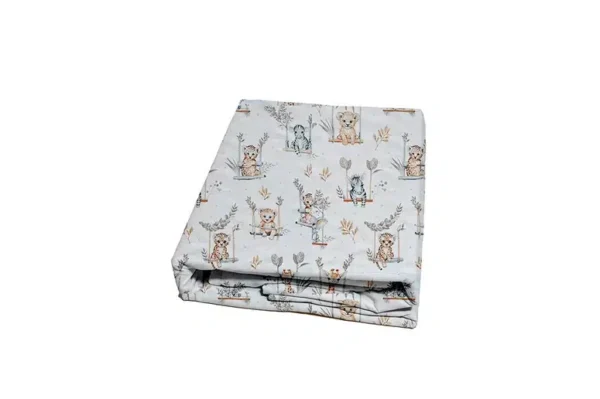 PRZEŚCIERADŁO BAWEŁNIANE Z GUMKĄ wzór  huśtawka