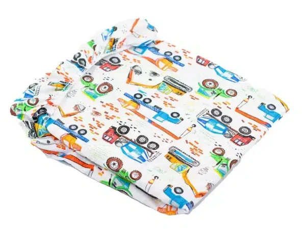 PRZEŚCIERADŁO BAWEŁNIANE Z GUMKĄ wzór  koparki