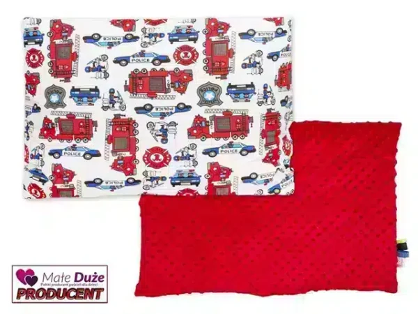poszewka na poduszkę BAWEŁNA I MINKY wzór czerwień strażak