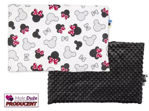 poszewka na poduszkę BAWEŁNA I MINKY wzór czarny myszka