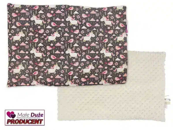 poszewka na poduszkę BAWEŁNA i MINKY wzór krem brąz konik