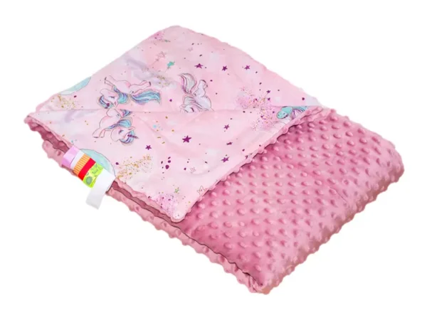 Kocyk MINKY bawełna Jednorożec Róż Retro