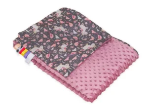 Kocyk MINKY bawełna Koniki brąz Róż Retro