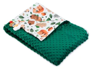 Kocyk MINKY bawełna Zwierzaki Zieleń Butelkowa