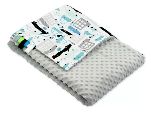 Kocyk MINKY bawełna Szare Samochody Szary