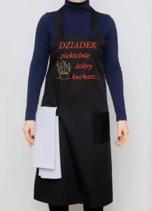 Fartuch kuchenny z haftem męski czarny