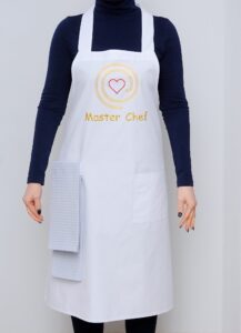 Fartuch kuchenny z haftem męski biały