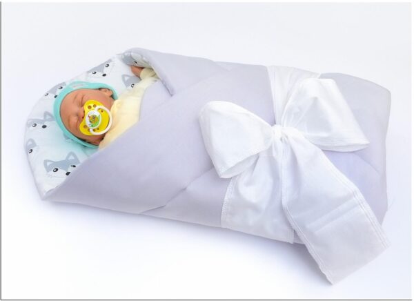 rożek niemowlęcy usztywniony prosty szare/lisek