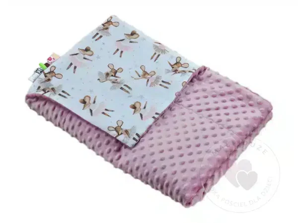 Kocyk MINKY wzór retro myszka