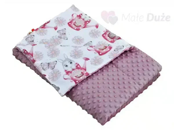 Kocyk MINKY wzór retro króliczek