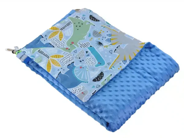 Kocyk MINKY wzór jeans-dinozaury