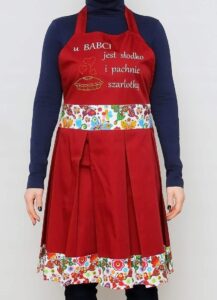 Fartuch kuchenny z haftem damski bordowy