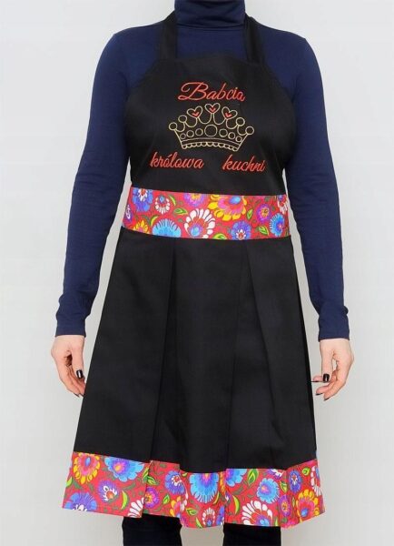 Fatruch kuchenny z haftem damski czarny