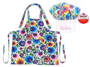 KOMPLET "MAŁEGO KUCHARZA" WZÓR ŁOWICZ BIAŁY