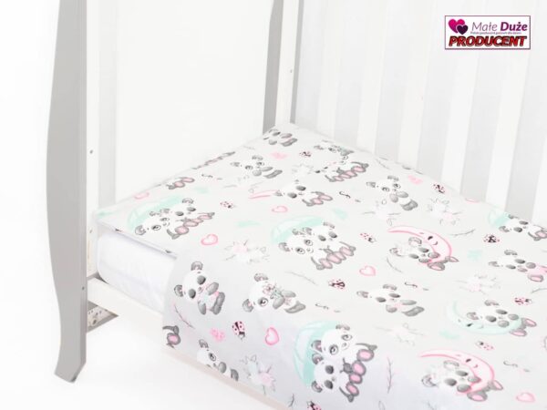 Pościel do łóżeczka 90x120 wzór panda szara