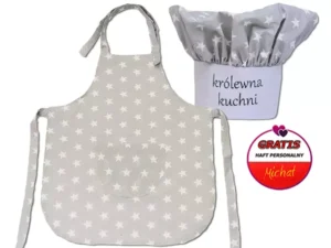 KOMPLET "MAŁEGO KUCHARZA" WZÓR SZARA GWIAZDKA
