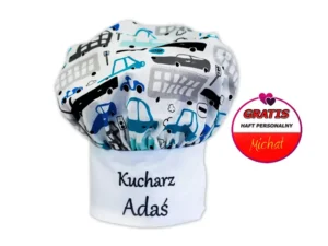 Czapka kucharska personalizowana HAFT Szare Samochody