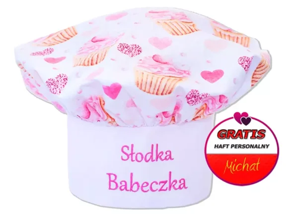 Czapka kucharska personalizowana HAFT Babeczki