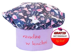 Czapka kucharska personalizowana HAFT Koniki Brąz