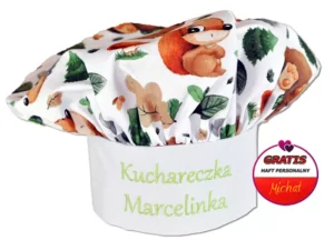 Czapka kucharska personalizowana HAFT Zwierzaki