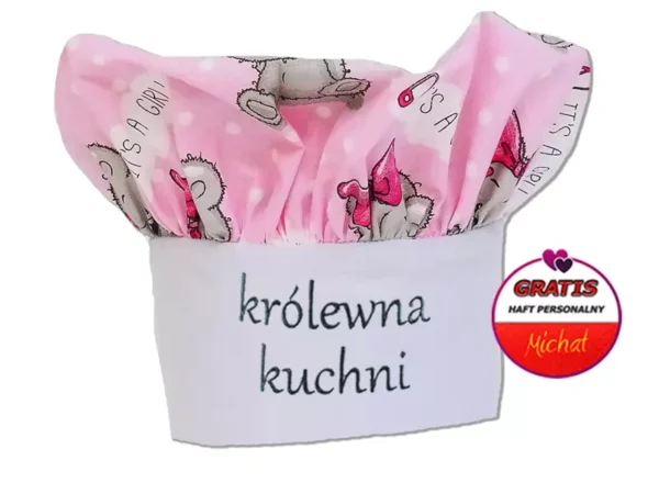 Czapka kucharska personalizowana HAFT Miś Girl