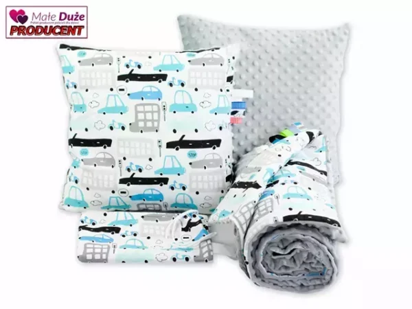 Pościel do przedszkola samochody szare 100x135 bawełniana
