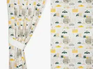 ZASŁONY DO POKOJU DZIECKA wzór żółty samochód