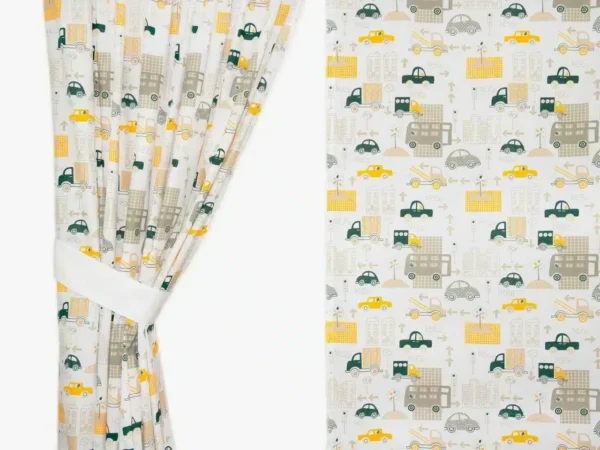 ZASŁONY DO POKOJU DZIECKA wzór żółty samochód