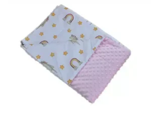 Kocyk  MINKY bawełna róż konik tęcza