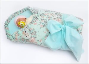 rożek niemowlęcy usztywniony z falbanką sarenka/mięta