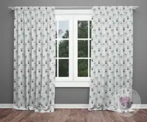 Zasłony do pokoju dziecka wzór miś błekit