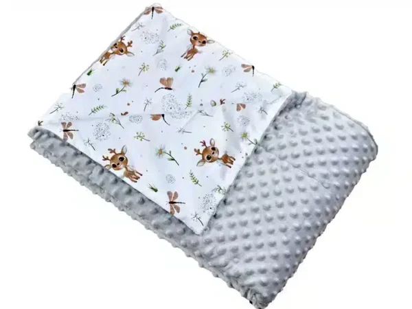 Kocyk MINKY bawełna szare jelonek