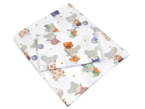 KOMPLET POŚCIELI BAWEŁNIANEJ  140X200 wzór myszka na rowerze