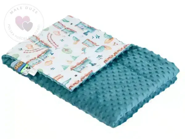 Kocyk MINKY bawełna szmaragd ciuchcia