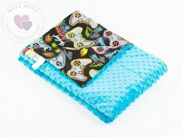 Kocyk MINKY bawełna turkus pady