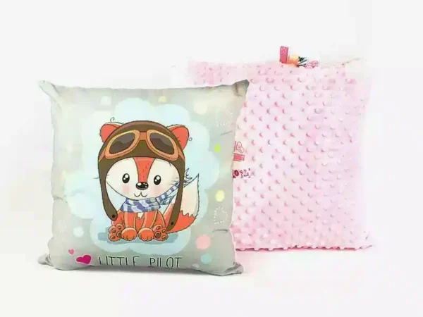 PODUSZKA MINKY DLA DZIECKA-PODUSZKA LISEK róż