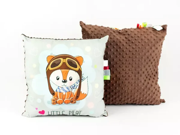 PODUSZKA MINKY DLA DZIECKA-PODUSZKA LISEK brąz