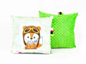 PODUSZKA MINKY DLA DZIECKA-PODUSZKA LISEK zielona