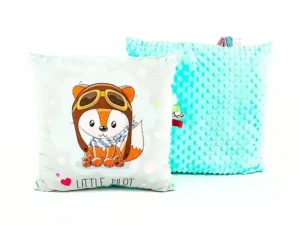 PODUSZKA MINKY DLA DZIECKA-PODUSZKA LISEK mięta