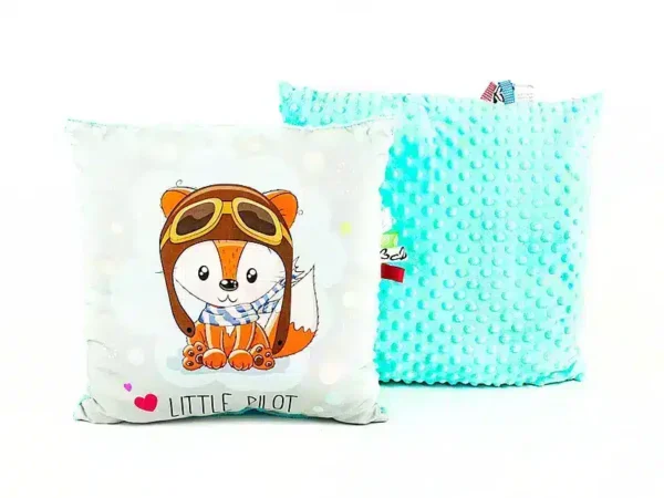 PODUSZKA MINKY DLA DZIECKA-PODUSZKA LISEK mięta