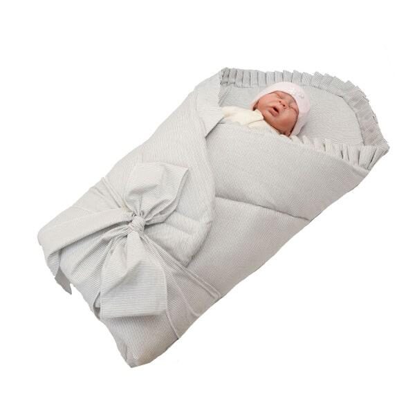 Rożek Niemowlęcy Szary / Paseczki / Miękki z Falbanką