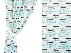 ZASŁONY DO POKOJU DZIECKA wzór szare samochody