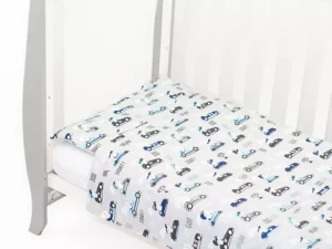 KOMPLET POŚCIELI BAWEŁNIANEJ wzór szare auta