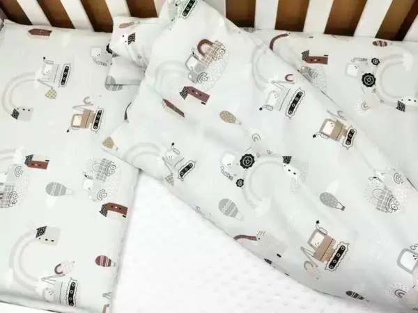 KOMPLET POŚCIELI BAWEŁNIANEJ 100X160 wzór auto tęcza