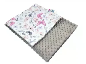 Kocyk  MINKY wzór zimny beż-motylki