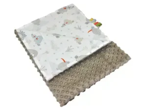 Kocyk  MINKY bawełna beż ptaszki Dodo