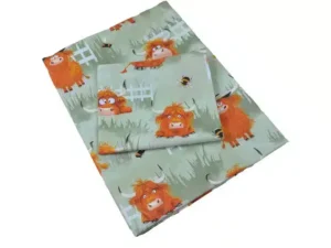 KOMPLET POŚCIELI BAWEŁNIANEJ  140X200 wzór zielone byczki