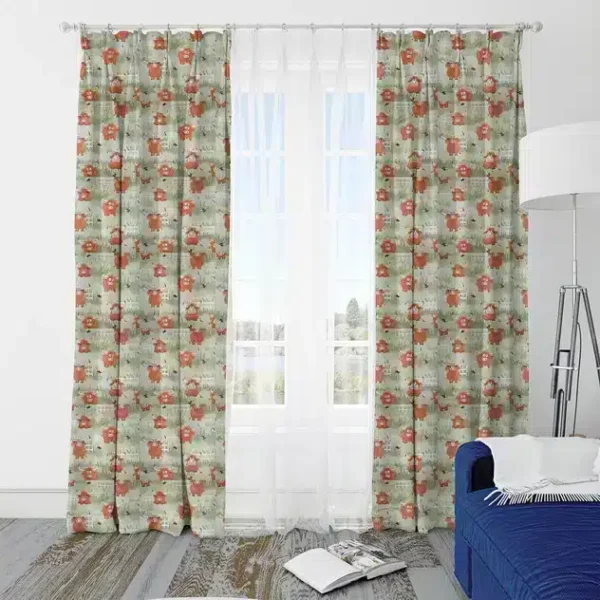 Zasłony do pokoju dziecka zielone byczki