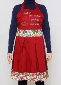 Fartuch kuchenny z haftem damski bordowy